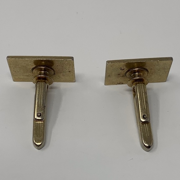 Vintage Quality Gold Tone Cufflinks Diamond Design - Picture 2 of 3